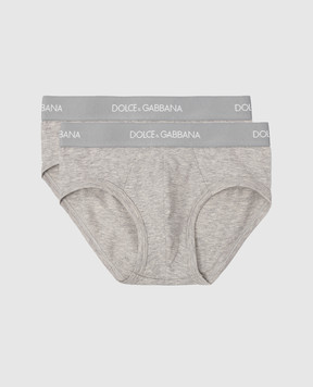 Dolce&Gabbana Children's set of gray slips with logo L4J700G7OCT