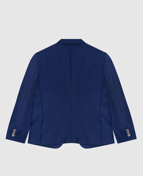Stefano Ricci Children's blue wool jacket with embroidery Y1RF376R00HC3479