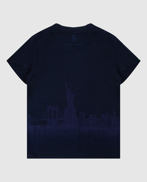 Stefano Ricci Children's dark blue t-shirt with embroidery YNH84001NY803