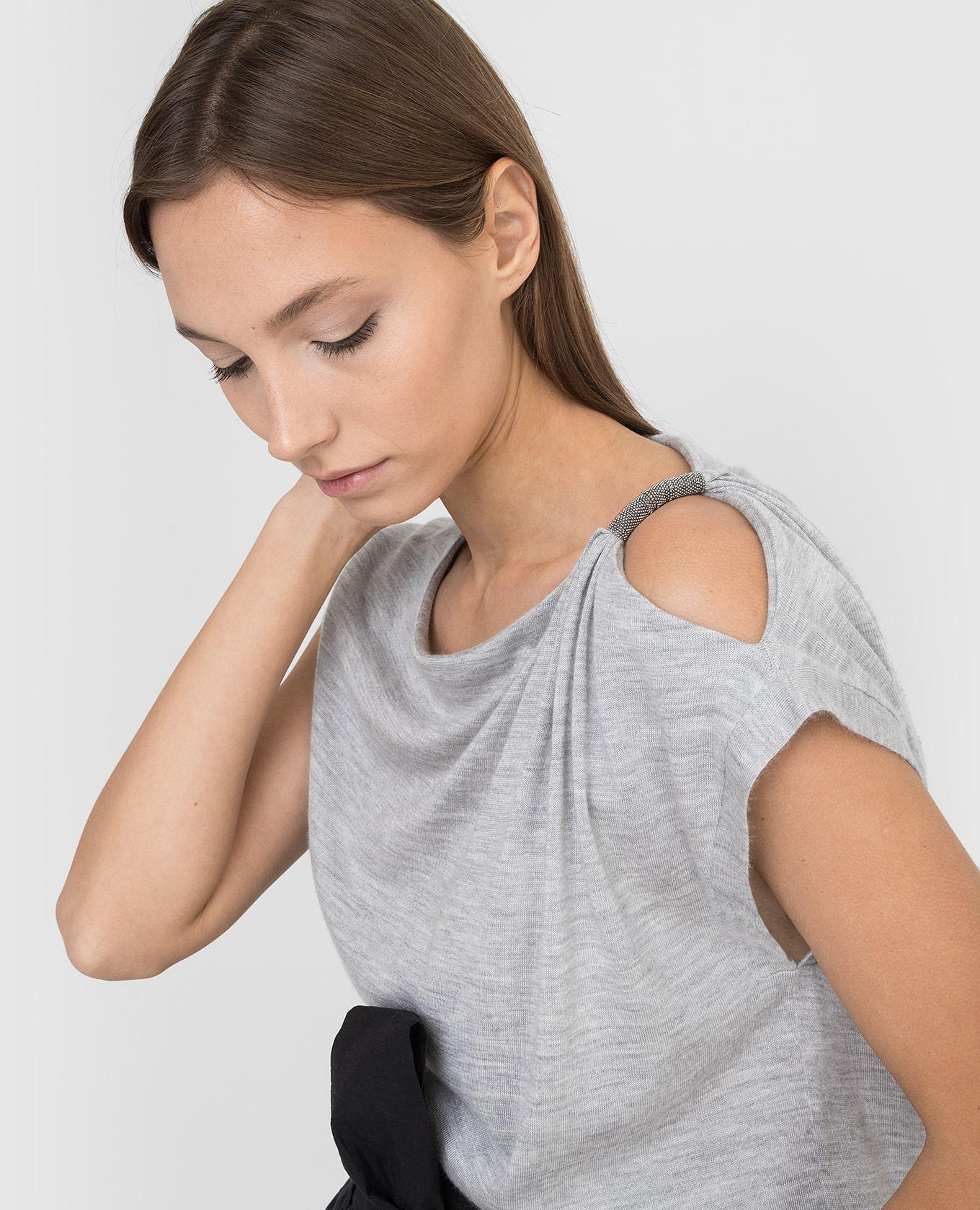 Cashmere and silk top with cutout Brunello Cucinelli 5