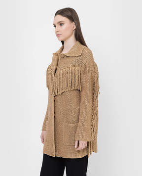 Ermanno Scervino Golden cardigan in crystals with fringe D405D701CTJKE