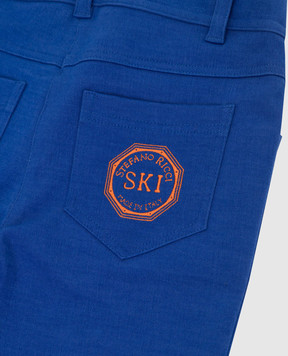 Stefano Ricci Children's blue trousers with embroidery YAT6S00020NORWIC