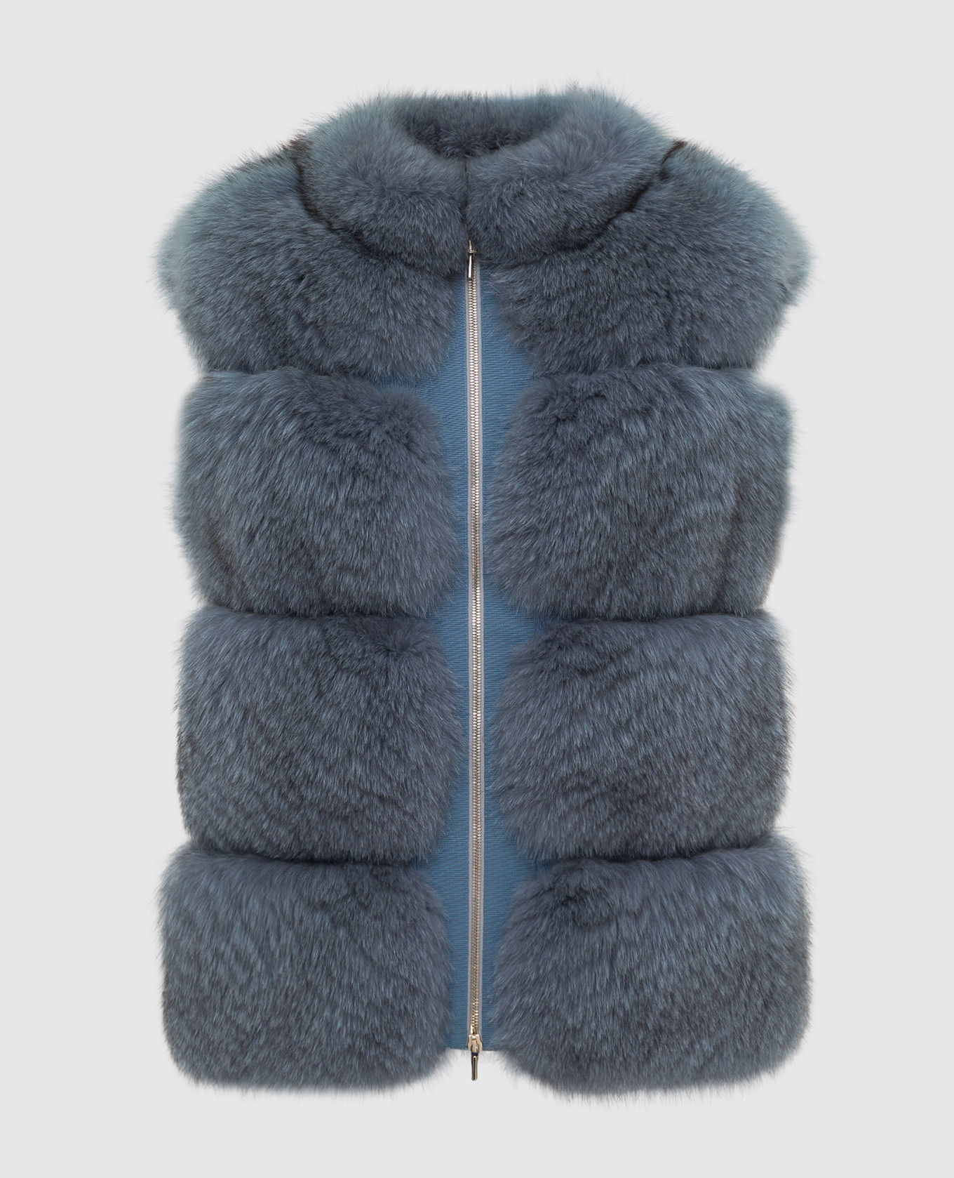 Blue vest made of fox fur