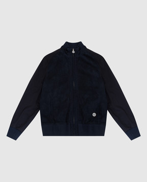 Stefano Ricci Children's dark blue suede and silk jacket YAJ7200060SUEUT1