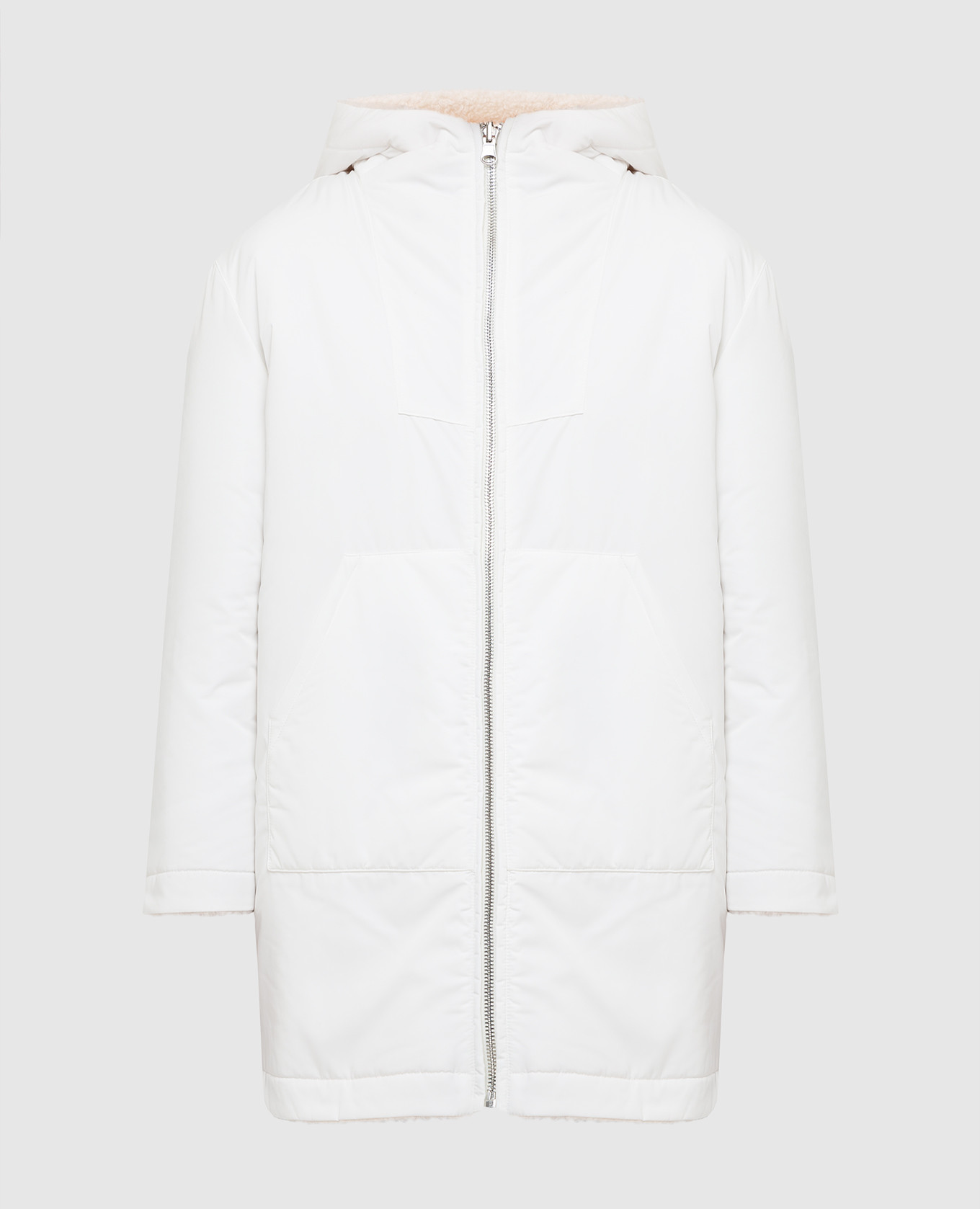 White reversible jacket with slits meteo by yves salomon
