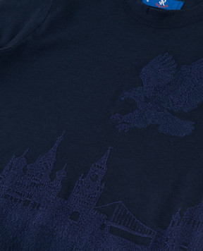 Stefano Ricci Children's dark blue t-shirt with embroidery YNH84001MS803