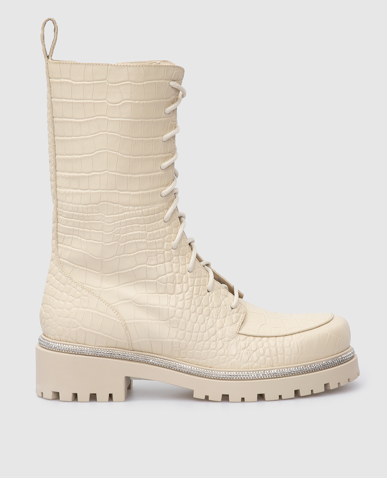 

Bika light beige leather boots with crystals Rene Caovilla