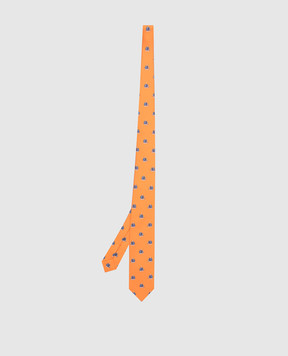 Stefano Ricci Children's orange silk set of patterned tie and shawl YDHNG600