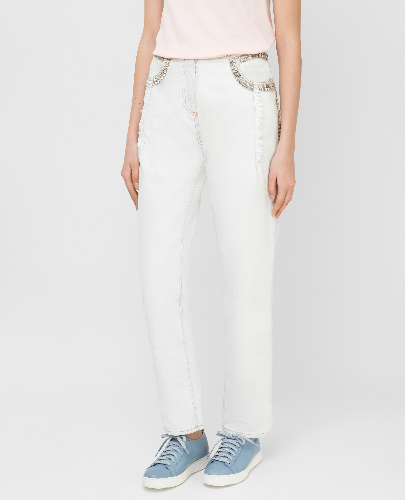 White jeans with crystals Roberto Cavalli 3