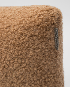 Brunello Cucinelli Beige camel wool and silk pillow MLH380301