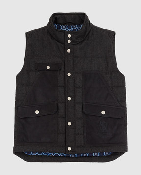 Stefano Ricci Children's wool vest with suede inserts YAJ6400020SOL001