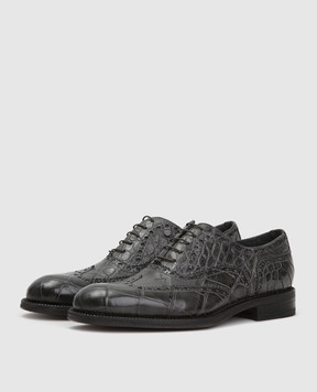 Del Dami Gray alligator oxford shoes 3557