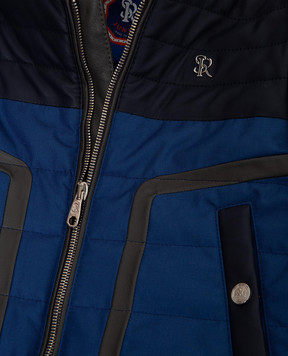 Stefano Ricci Children's blue jacket with leather inserts YDJ8400030MA0010