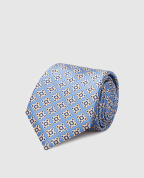 Stefano Ricci Children's blue silk set of patterned tie and shawl YDH27025