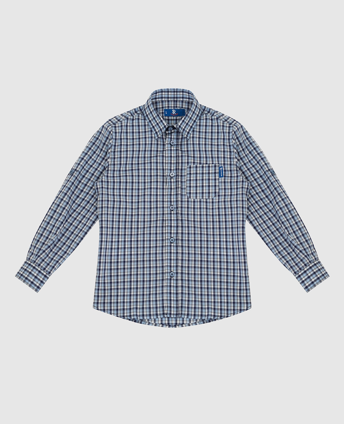 Children's blue checked shirt stefano ricci
