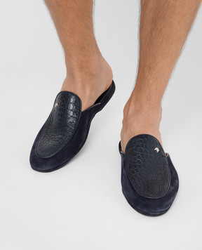 Stefano Ricci Emblem leather slippers UL01P740CSSD