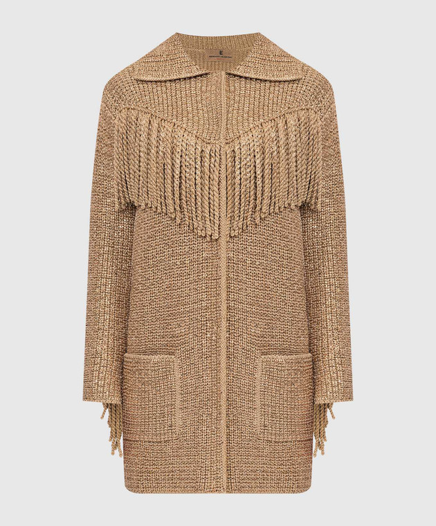 Ermanno Scervino - Golden cardigan in crystals with fringe