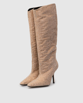 Eddy Daniele Beige suede boots in Swarovski crystals EW21950