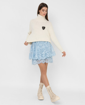 Ermanno Scervino Light blue fishnet mini skirt D392O327OJI