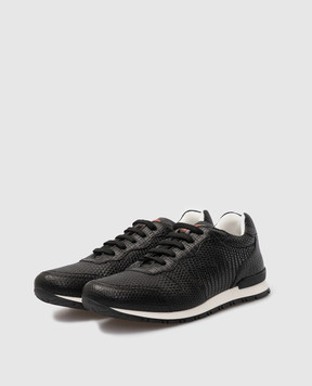 Stefano Ricci Children's black leather sneakers YRU01G828VRL