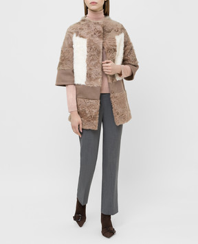 Florence Mode Beige combined sheepskin coat L1628KC