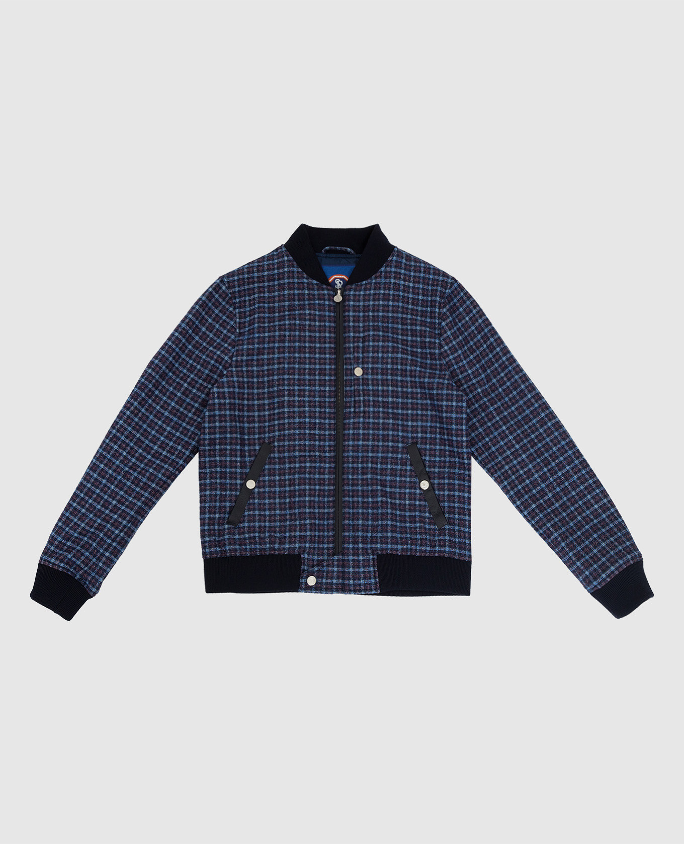 

Checked wool, silk and cashmere children's bomber jacket Stefano Ricci, Синий