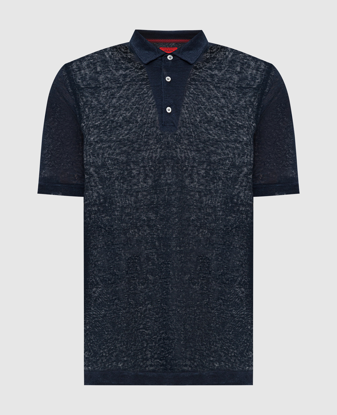 

Navy blue linen polo ISAIA