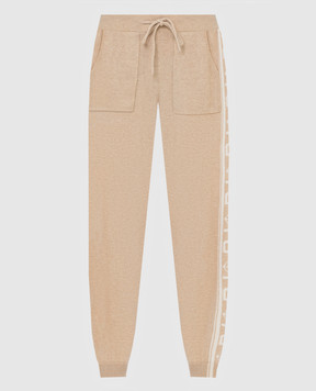 Be Florence Beige patterned cashmere joggers F2112