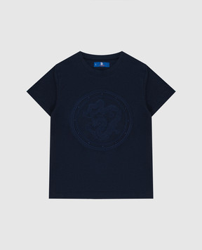 Stefano Ricci Children's dark blue t-shirt with embroidery YNH9200050803