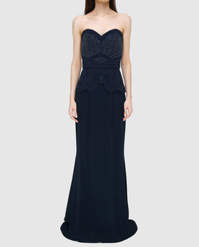 Rachel Gilbert Navy blue silk dress 60014