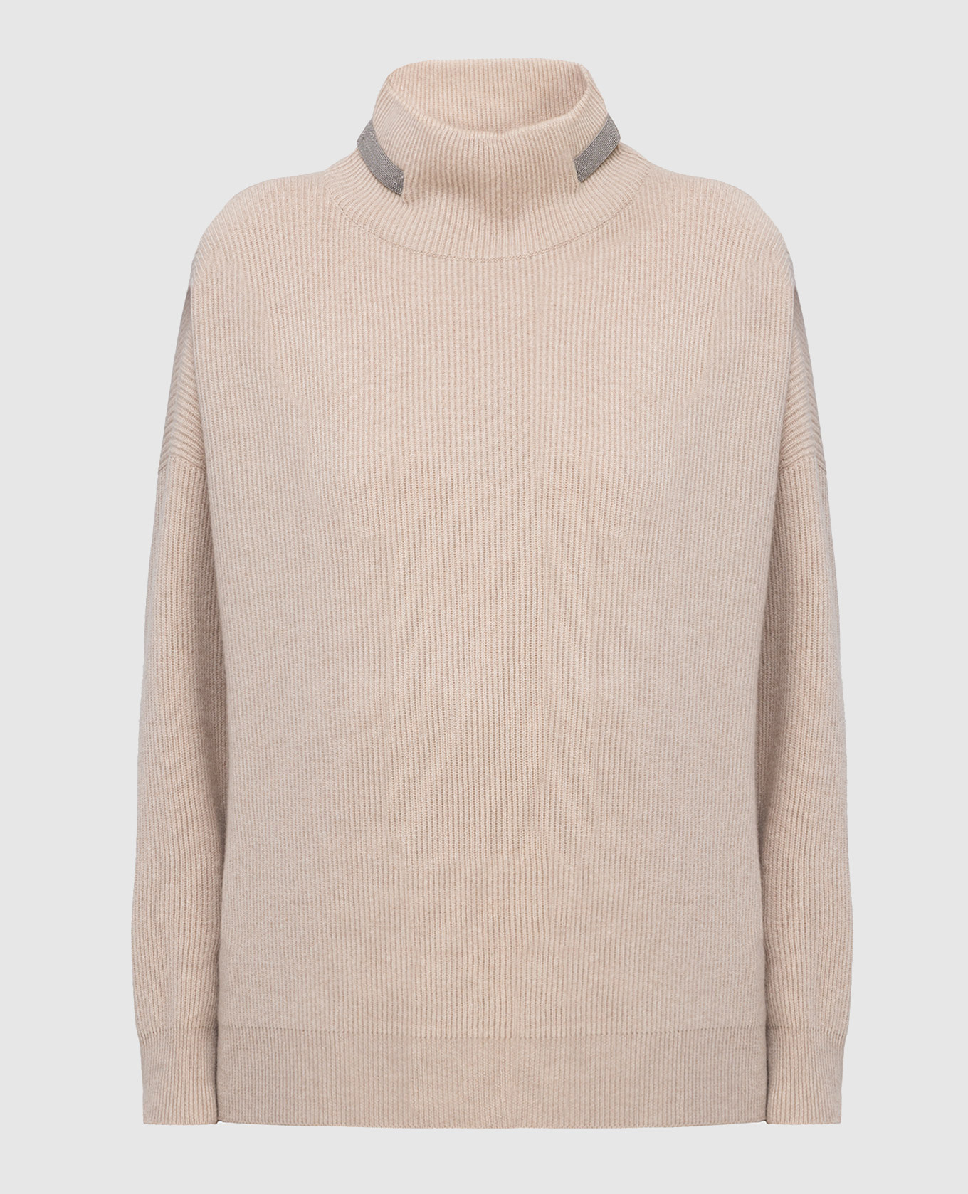 

Beige cashmere sweater with chains Brunello Cucinelli, Бежевый