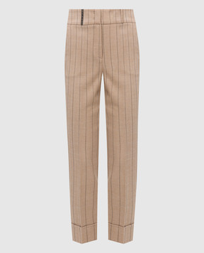 Peserico Beige striped wool trousers P0462902570