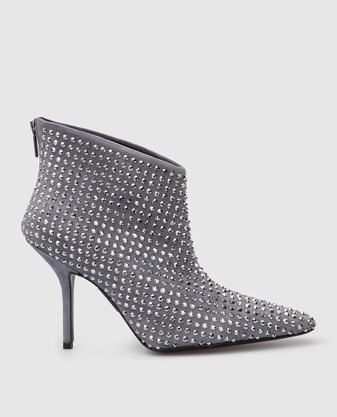 Gray suede ankle boots in swarovski crystals eddy daniele