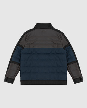 Stefano Ricci Children's dark turquoise jacket with leather inserts YDJ8400030MA0010