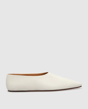 The Row Light beige square toe leather flat shoes F1181L72