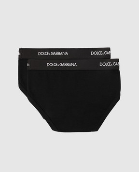 Dolce&Gabbana Children's set of black slips with logo L4J700G7OCT