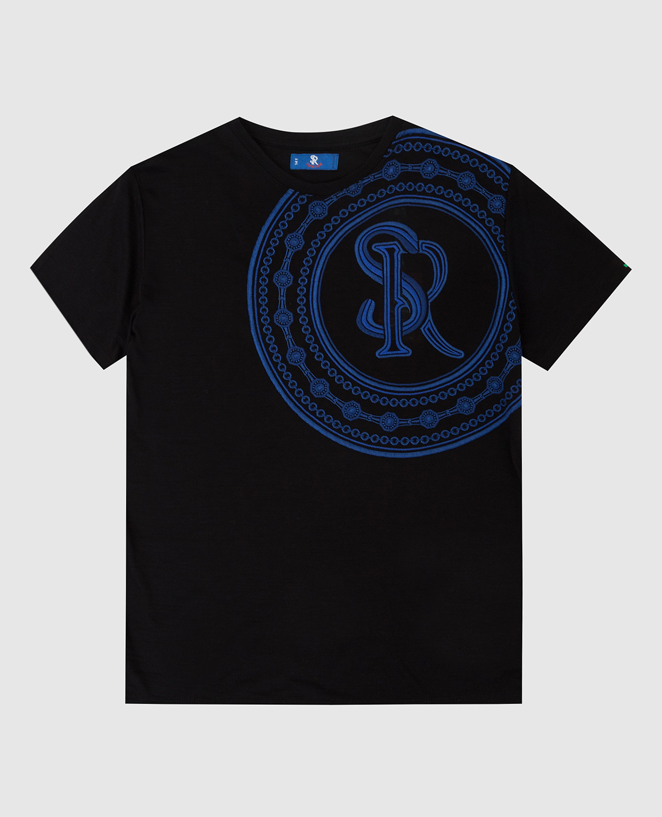 

Children's black t-shirt with monogram embroidery Stefano Ricci