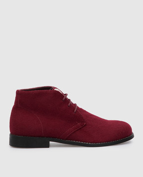 Stefano Ricci Children's burgundy cashmere desert boots YR59CG8026CA10