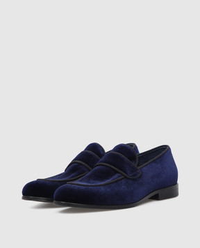 Stefano Ricci Children's dark blue velvet loafers YR59CG8019VL
