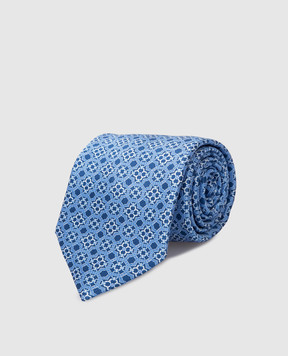 Stefano Ricci Children's blue silk set of patterned tie and shawl YDX35001