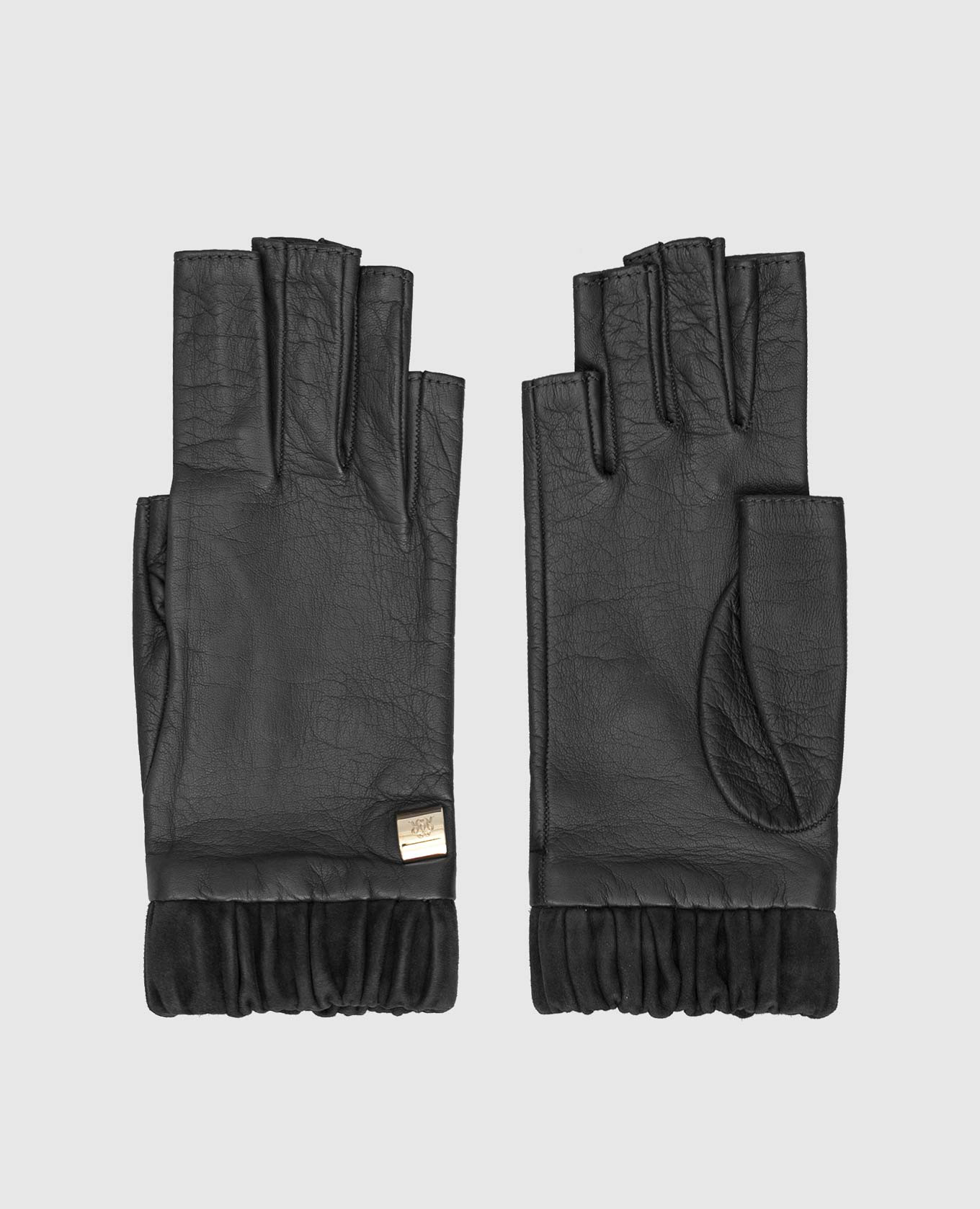Black leather mittens Rindi