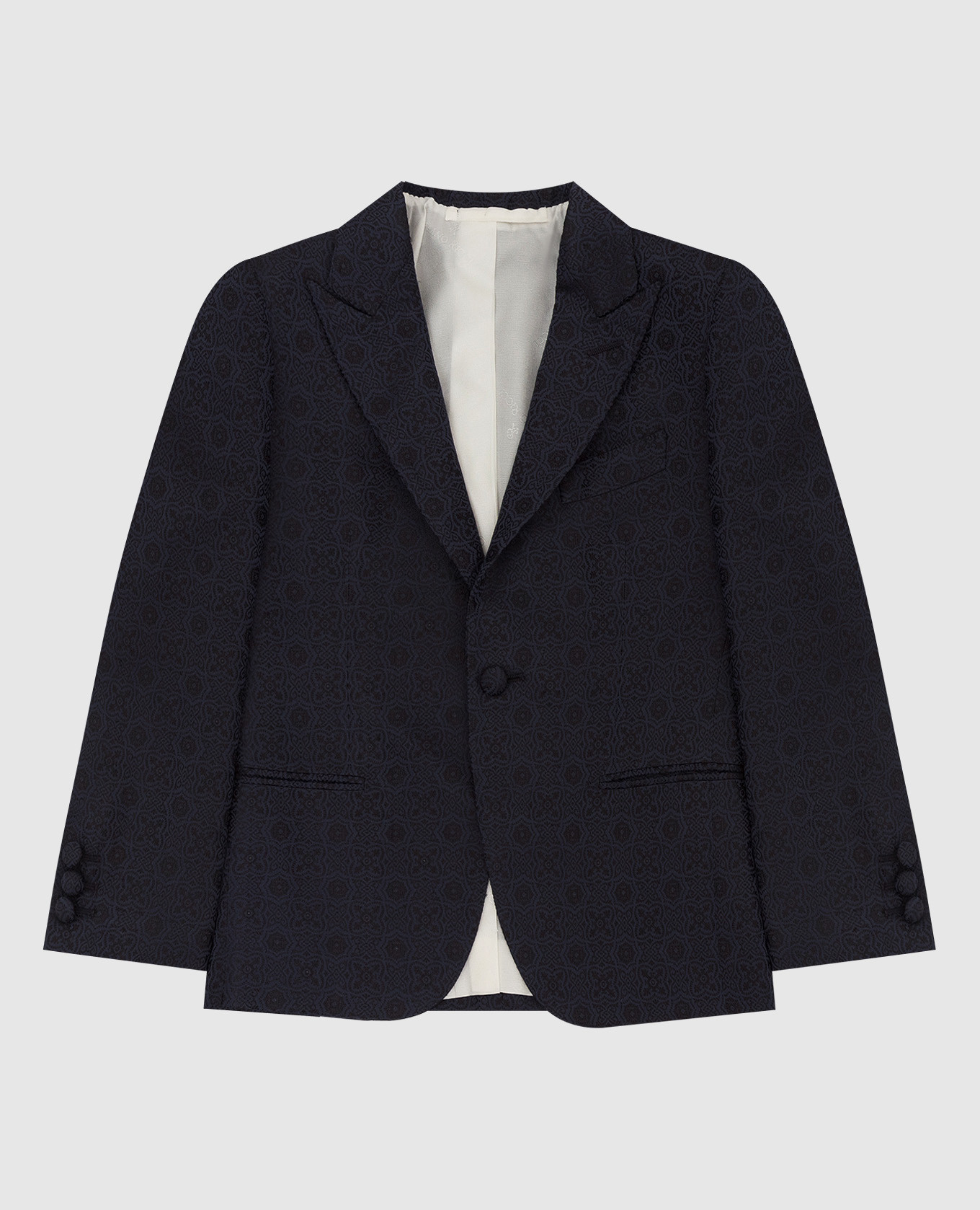 Children's dark blue patterned silk jacket stefano ricci