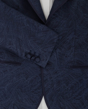 Stefano Ricci Children's dark blue patterned silk jacket Y2RF37B000HC3505