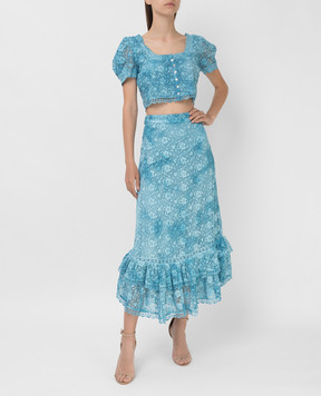 Love Shack Fancy Jana openwork skirt with ruffles LS352814