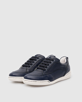 Stefano Ricci Children's dark blue leather sneakers YRU02G899VTSSK