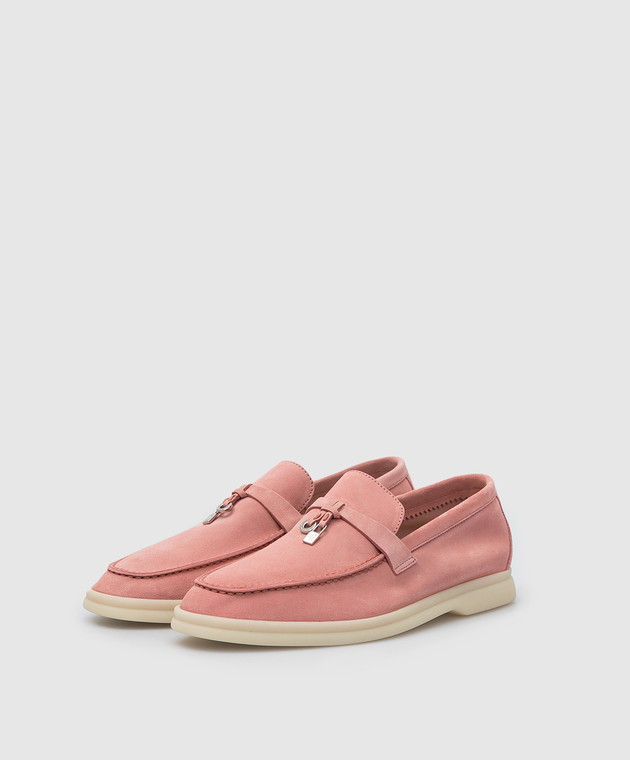 Loro Piana - Summer Walk Pink Suede Slippers FAE5444 - shop