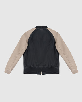Stefano Ricci Children's dark gray leather bomber jacket YTJ8200020NPPON