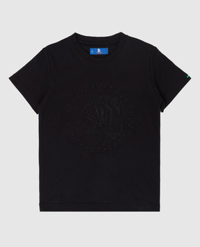 Stefano Ricci Children's black t-shirt with embroidery YNH8200170803