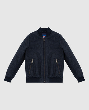 Stefano Ricci Children's dark blue wool bomber jacket YDJ8400020W0012C