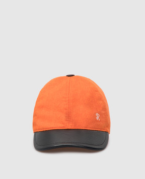 Stefano Ricci Monogram children's orange wool and leather cap YVF5190C603SK